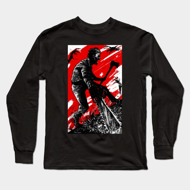 The Evil Dead Ash Attacks Long Sleeve T-Shirt by DougSQ